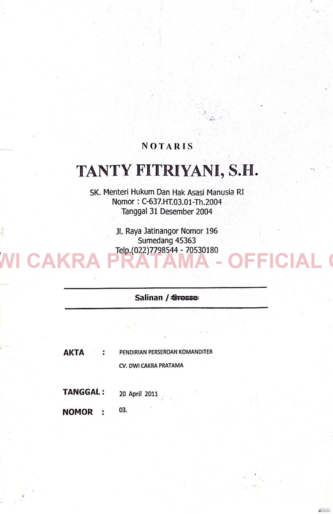 Scan Akta Pendirian